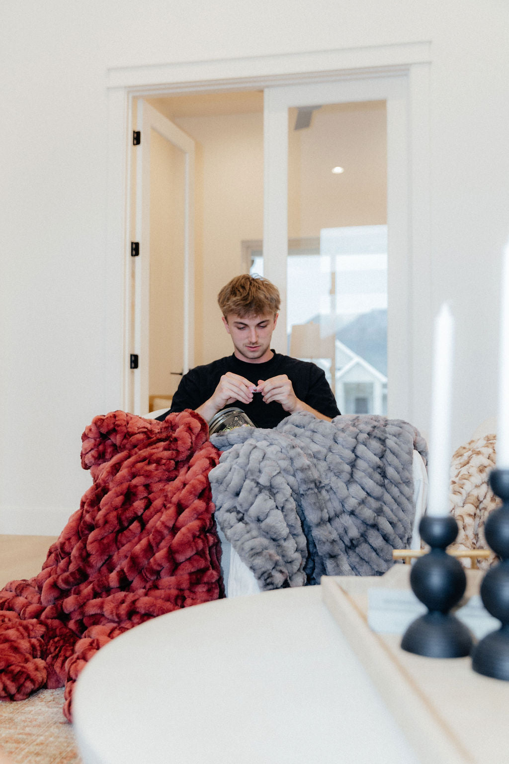 Milan Enzo Graphite Minky Blanket