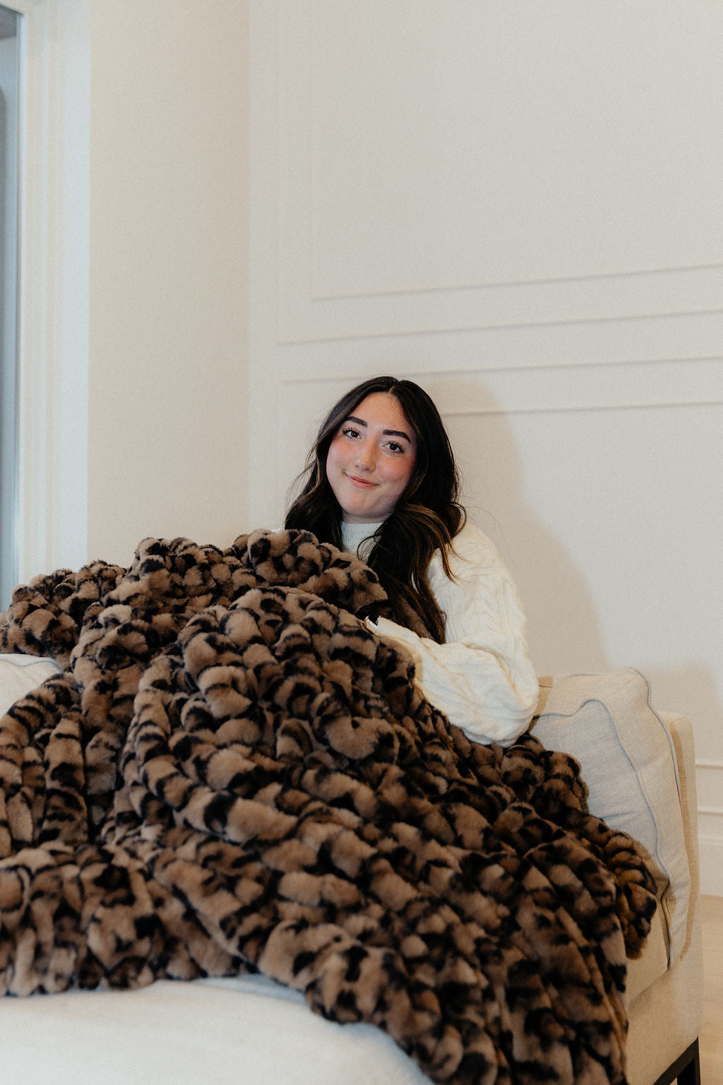 Milan Clouded Leopard Hazelnut Minky Blanket