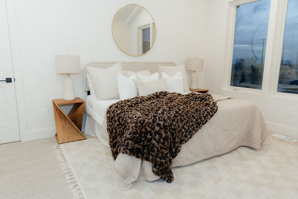 Milan Clouded Leopard Acorn Minky Blanket