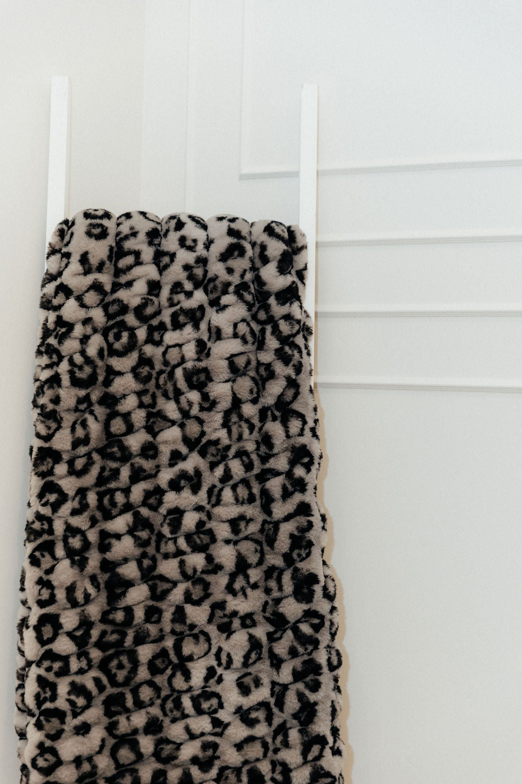 Milan Clouded Leopard Silver Minky Blanket