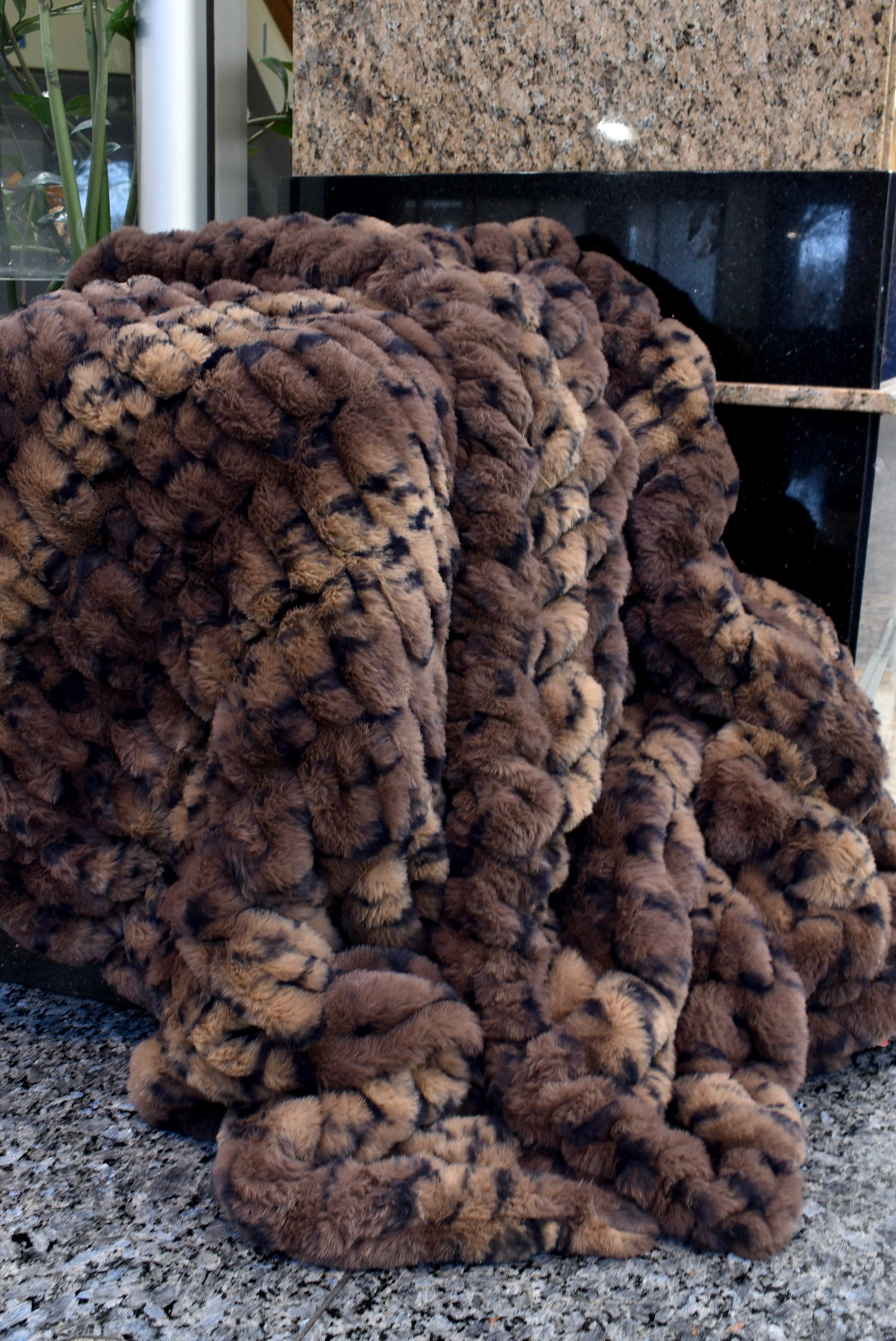 Milan Lynx Pecan Minky Blanket