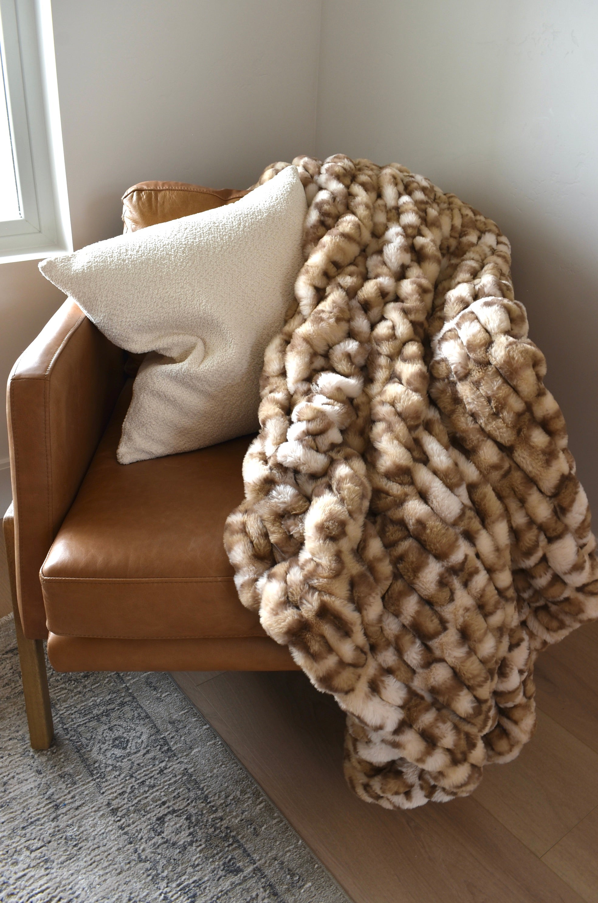 Milan Clouded Leopard French Oak Minky Blanket