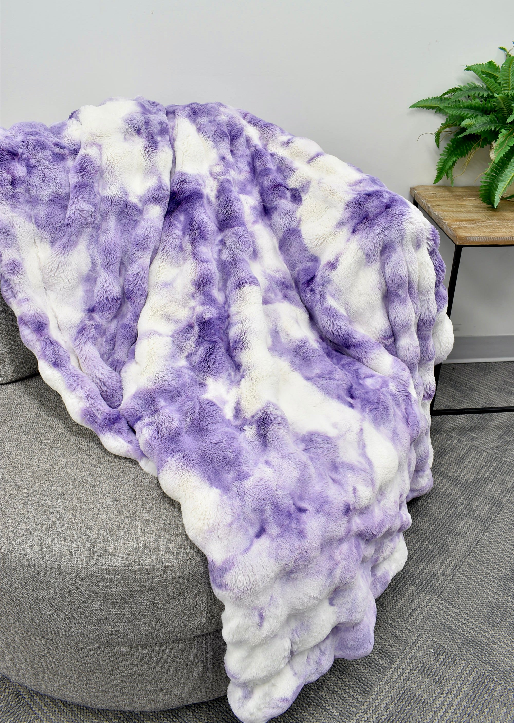 Sorbet Powderpuff Bellflower Minky Blanket