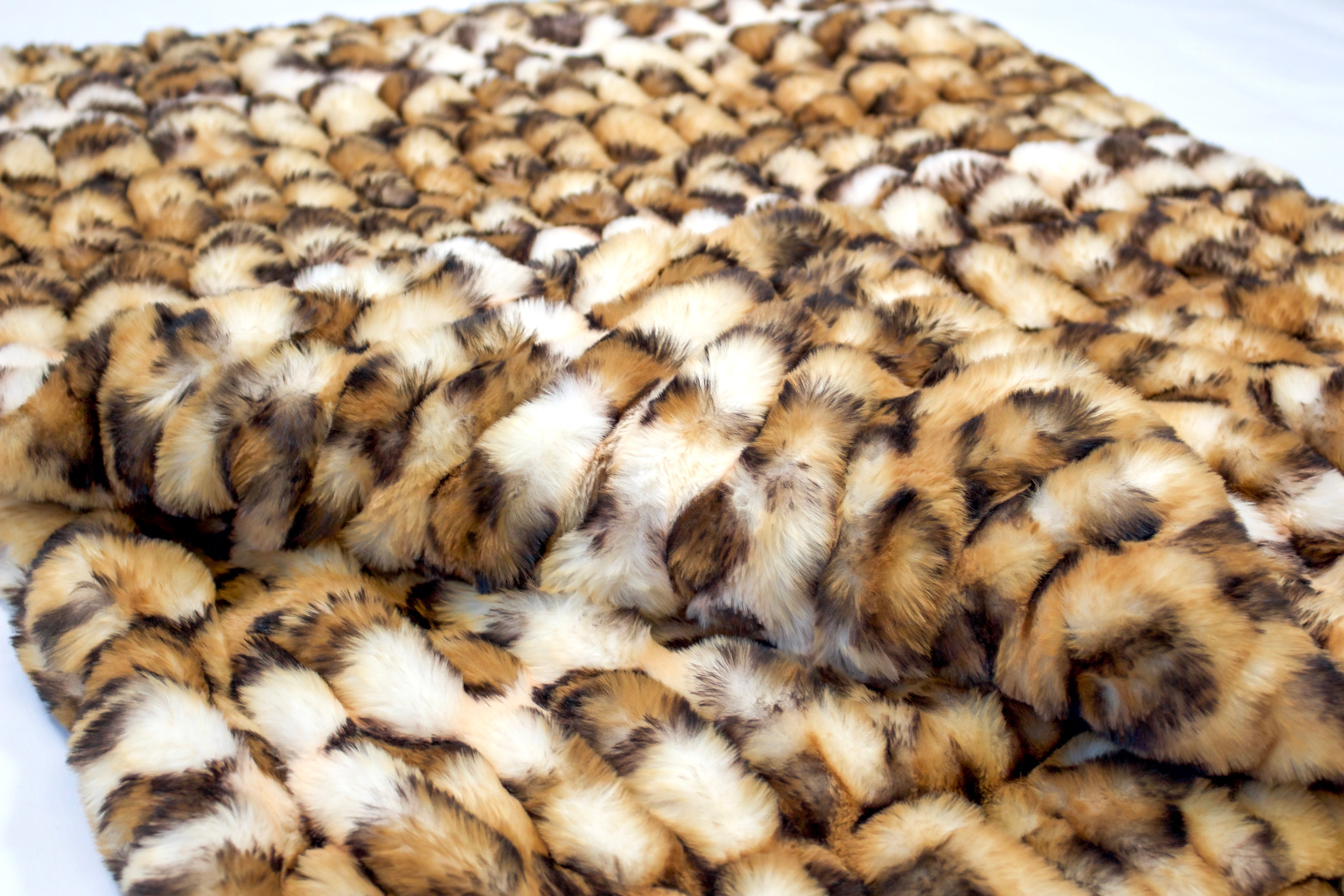 Milan Bobcat Camel / Black Minky Blanket