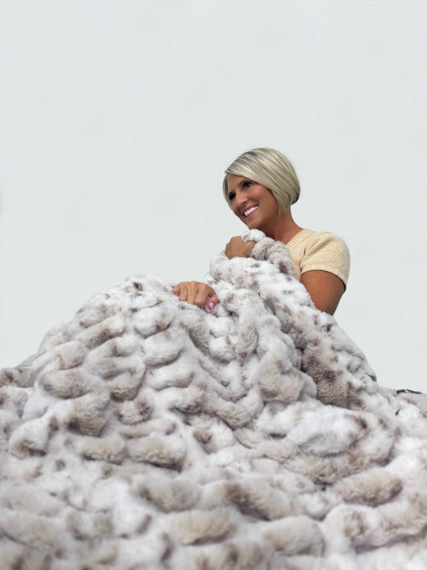 Milan Lynx Natural/Taupe Minky Blanket