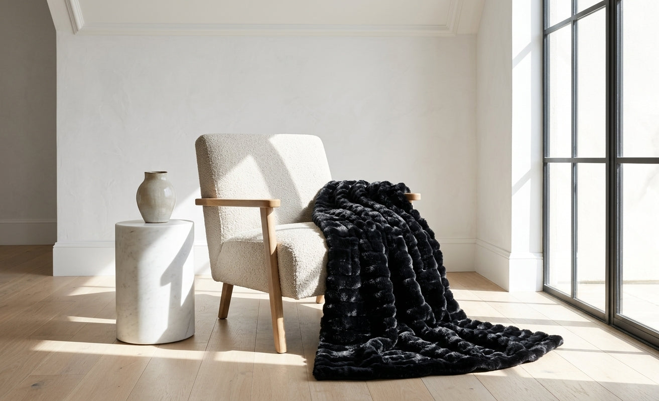 Milan Black Minky Blanket