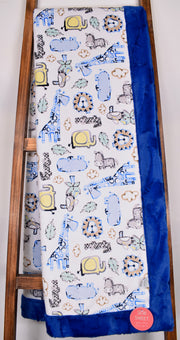 Safari Dreams Blue / Hide Royal - XL Snuggler - Sew Sweet Minky Designs