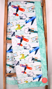 Fly With Me Aruba Print / Galaxy Opal - XL Snuggler - Sew Sweet Minky Designs