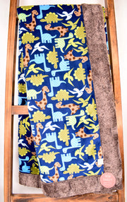 RKC Dino Zoo Midnight / Heather Frappe - Adult Snuggler - Sew Sweet Minky Designs