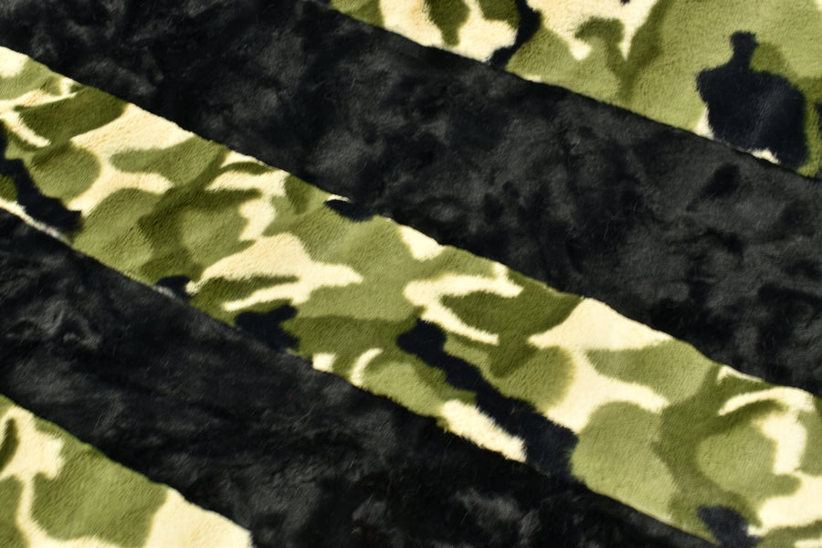 Vienna Chive & Camo Green  - XL Flag Strip Minky Blanket