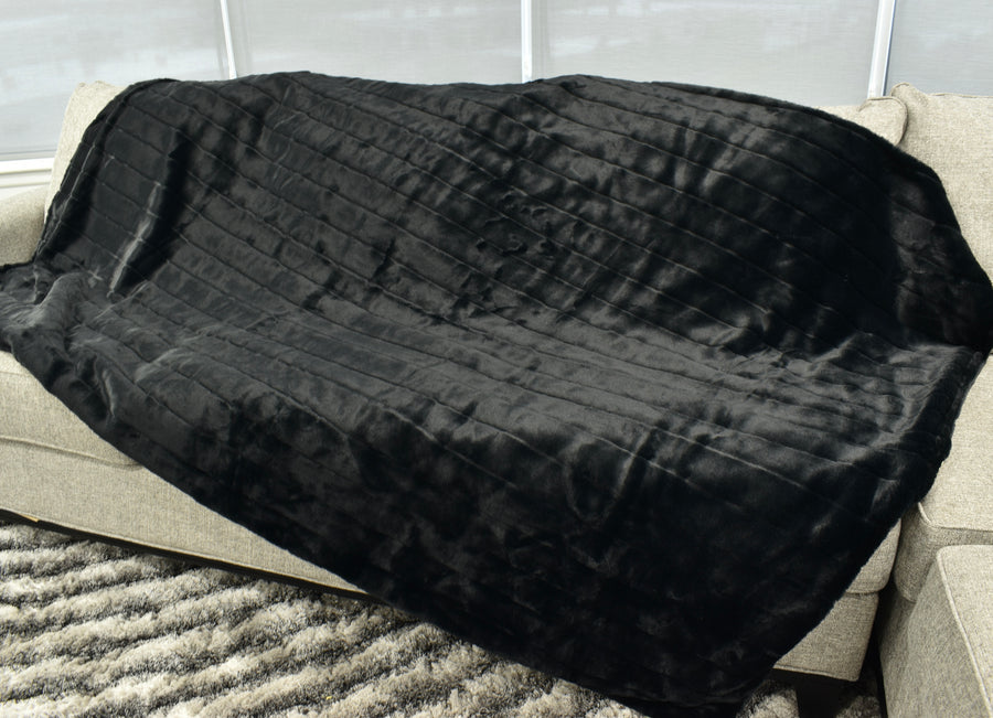Sydney Black & Camo Green  - XL Flag Strip Minky Blanket