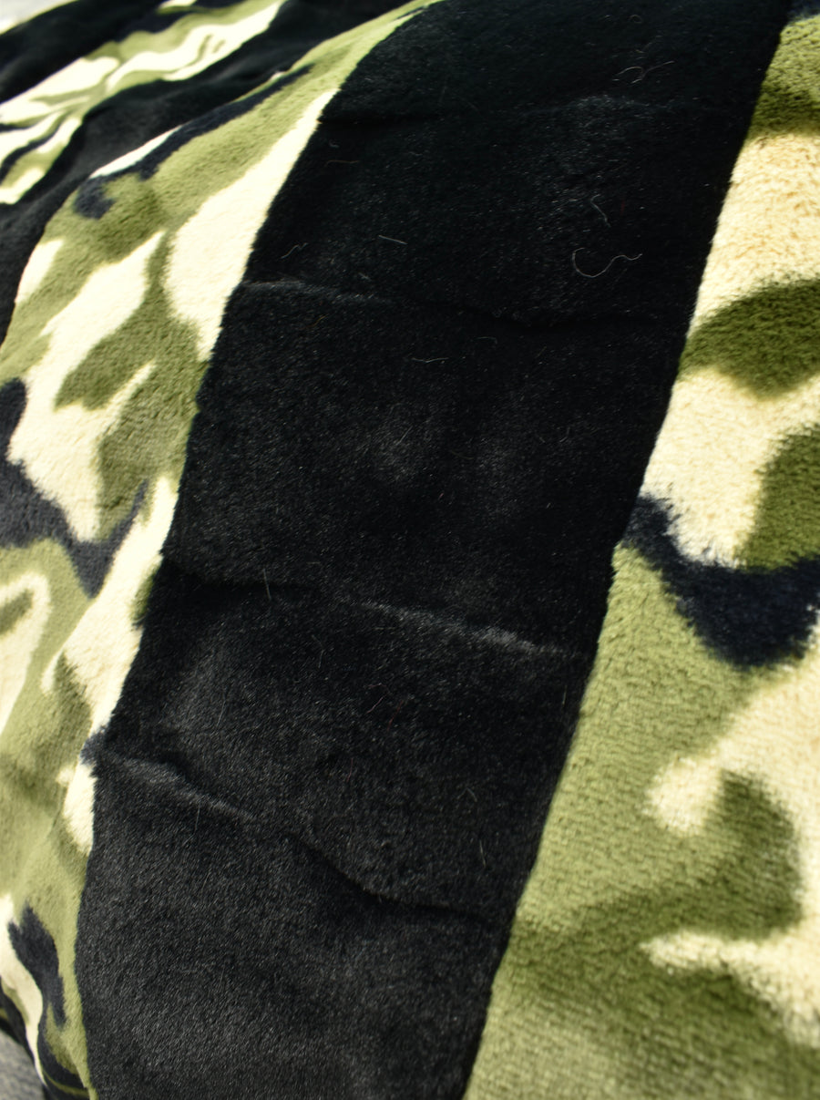 Marbella Black & Camo Green  - XL Flag Strip Minky Blanket