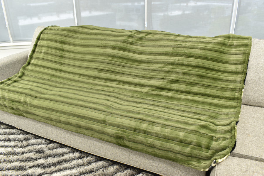 Vienna Chive & Camo Green  - XL Flag Strip Minky Blanket