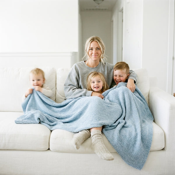 Weave Blue Minky Blanket