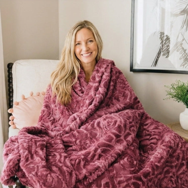 Demi Rose Burgundy Minky Blanket