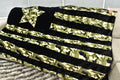 Marbella Black & Camo Green  - XL Flag Strip Minky Blanket