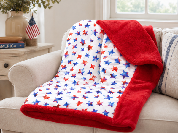 Star Hues Spangled Red- Throw Snuggler