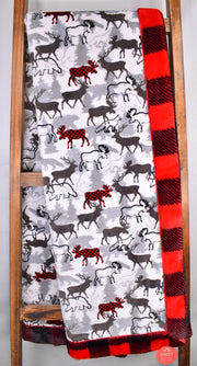 Forest Park Scarlet / Buffalo Check Scarlet Black - XL Snuggler - Sew Sweet Minky Designs