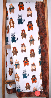 Bear With Me Pecan / Wild Rabbit Auburn - XL Snuggler - Sew Sweet Minky Designs