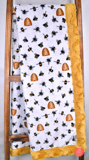 Bees Knees Golden / Glacier Golden - XL Snuggler - Sew Sweet Minky Designs
