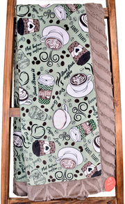 Rise & Grind Basil / Lily Simply Taupe - Adult Snuggler - Sew Sweet Minky Designs