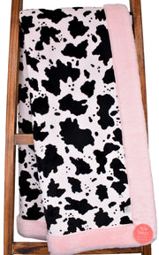 Cow Black-Snow / Seal Ice Pink - Adult Snuggler - Sew Sweet Minky Designs