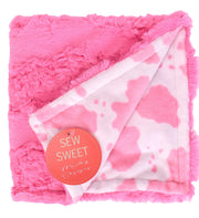 Cow Moo Bubblegum / Glacier Hot Pink - Lovie - Sew Sweet Minky Designs