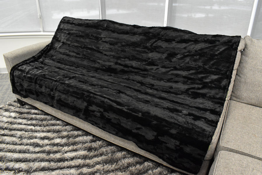 Black Willow & Camo Green  - XL Flag Strip Minky Blanket