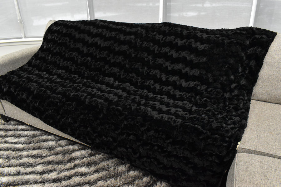 Black Glacier & Camo Green  - XL Flag Strip Minky Blanket