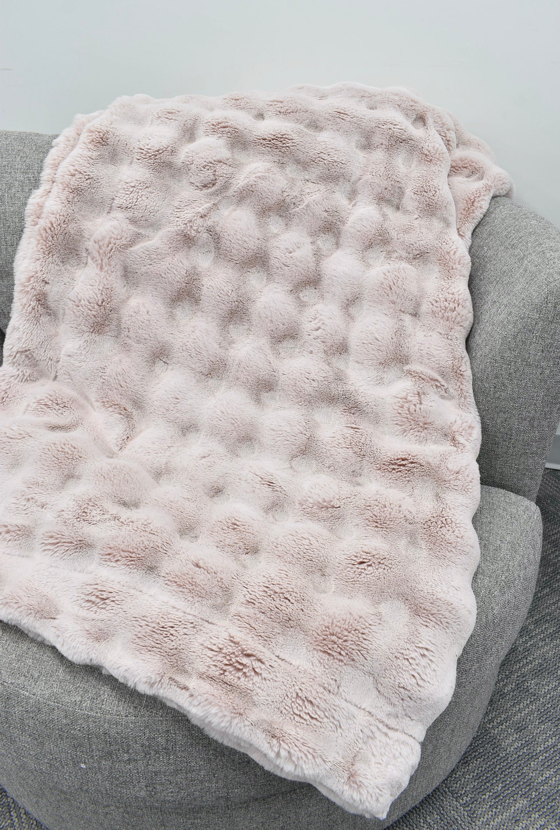 Frosted Powderpuff Smokey Rose Minky Blanket