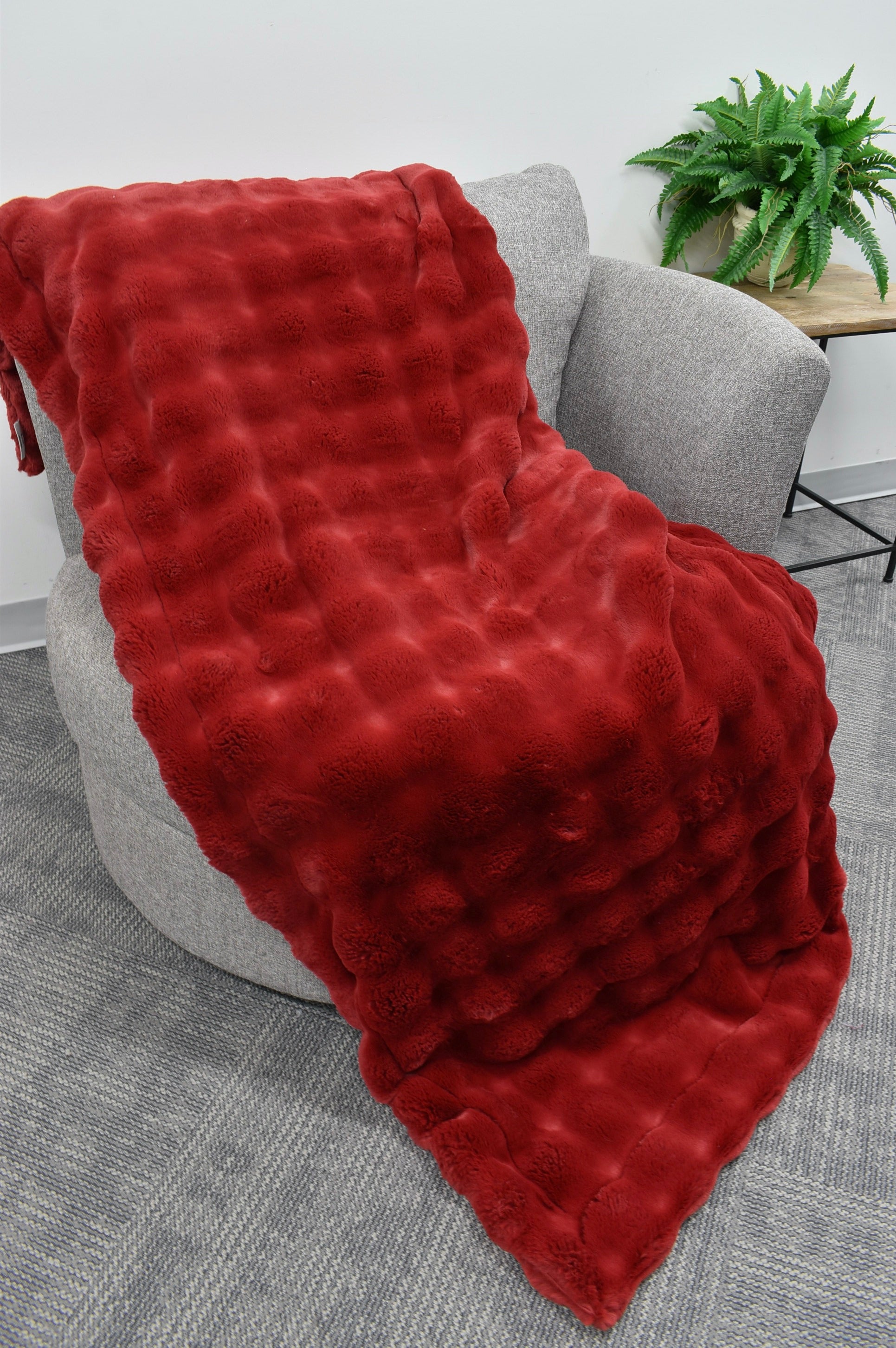 Powderpuff Crimson Minky Blanket