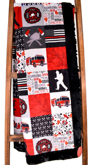 Firefighter Scarlet / Paws Black - XL Snuggler - Sew Sweet Minky Designs