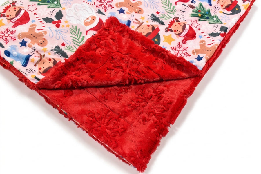 Santas Elves / Snowflake Scarlet Holiday Minky Blanket
