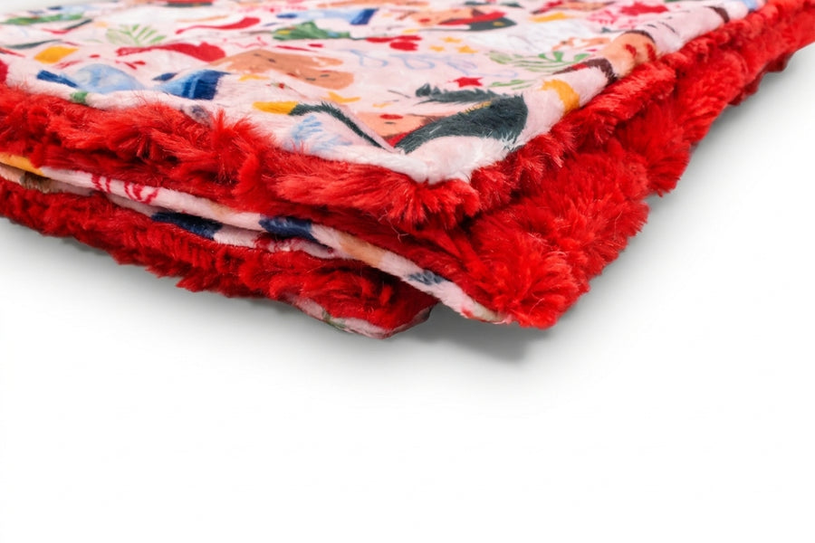 Santas Elves / Snowflake Scarlet Holiday Minky Blanket