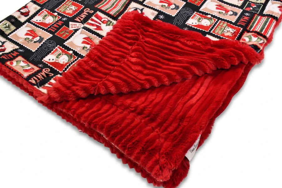 Merry Mail Black  / Oceana Cardinal Holiday Minky Blanket