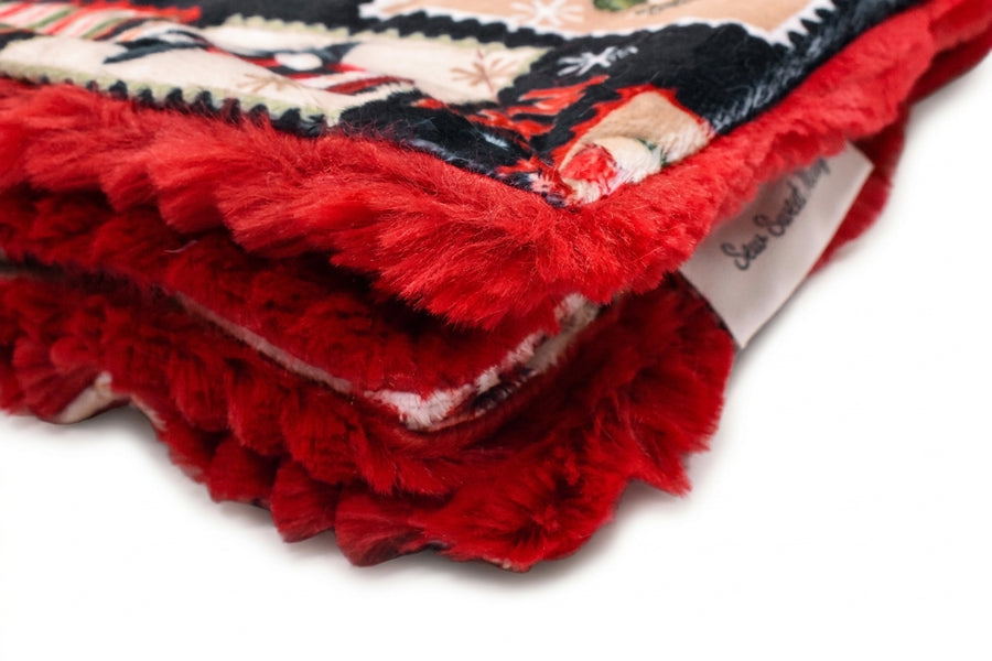 Merry Mail Black  / Oceana Cardinal Holiday Minky Blanket