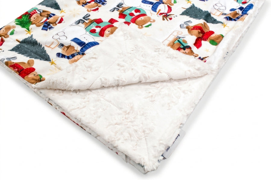 Beary Xmas / Snowflake Natural Holiday Minky Blanket
