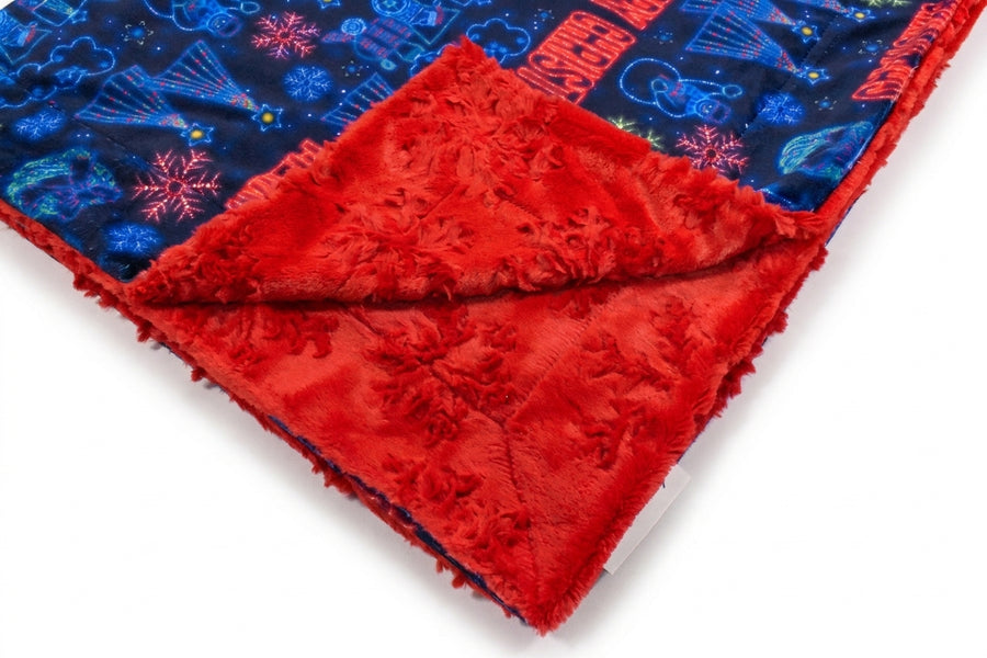 Deck The Halls / Snowflake Scarlet Holiday Throw Minky Blanket