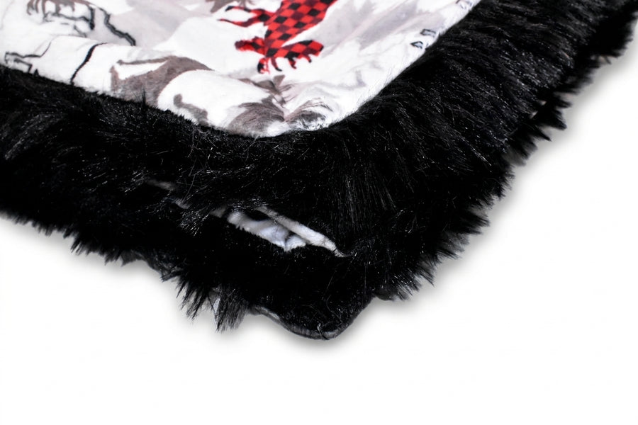 Forest Park Scarlet / Dreamy Black Holiday Throw Minky Blanket