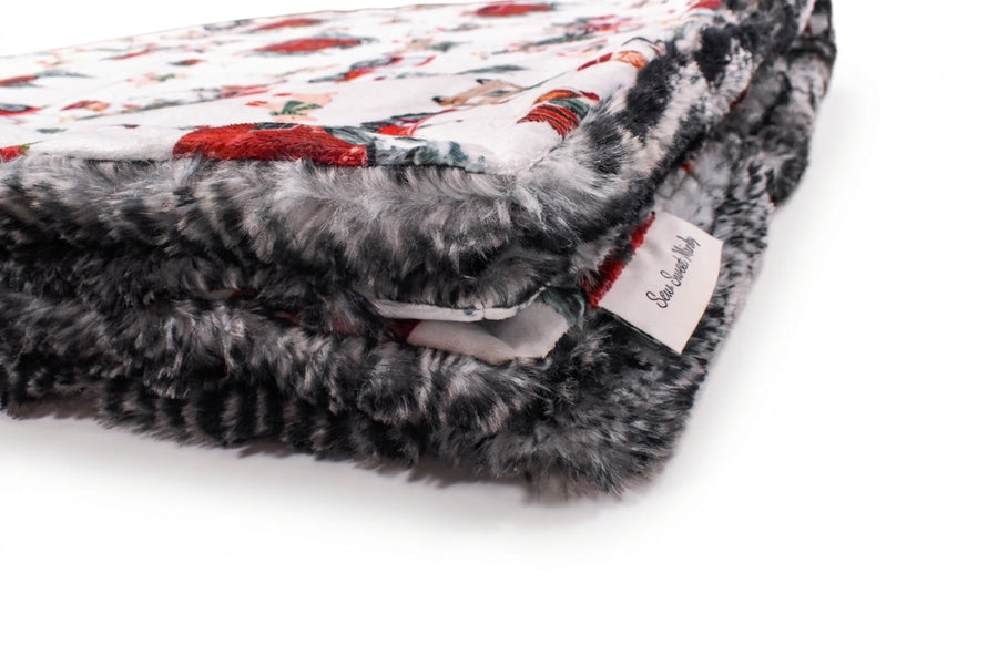 Jolly Tree Farm / Arctic Owl Black Holiday Minky Blanket