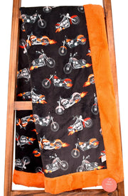 Born To Ride Black / Hide Tangerine - Adult Snuggler Blanket