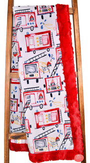 Pups On Trucks Scarlet / Glacier Red - XL Snuggler - Sew Sweet Minky Designs