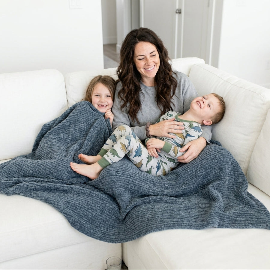 Weave Dark Sea Minky Blanket