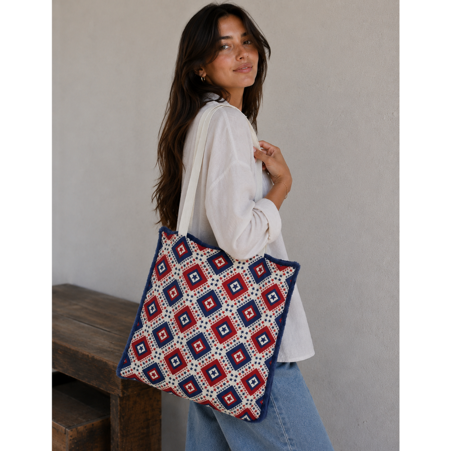 Satin Lined Patriotic Tote Bag