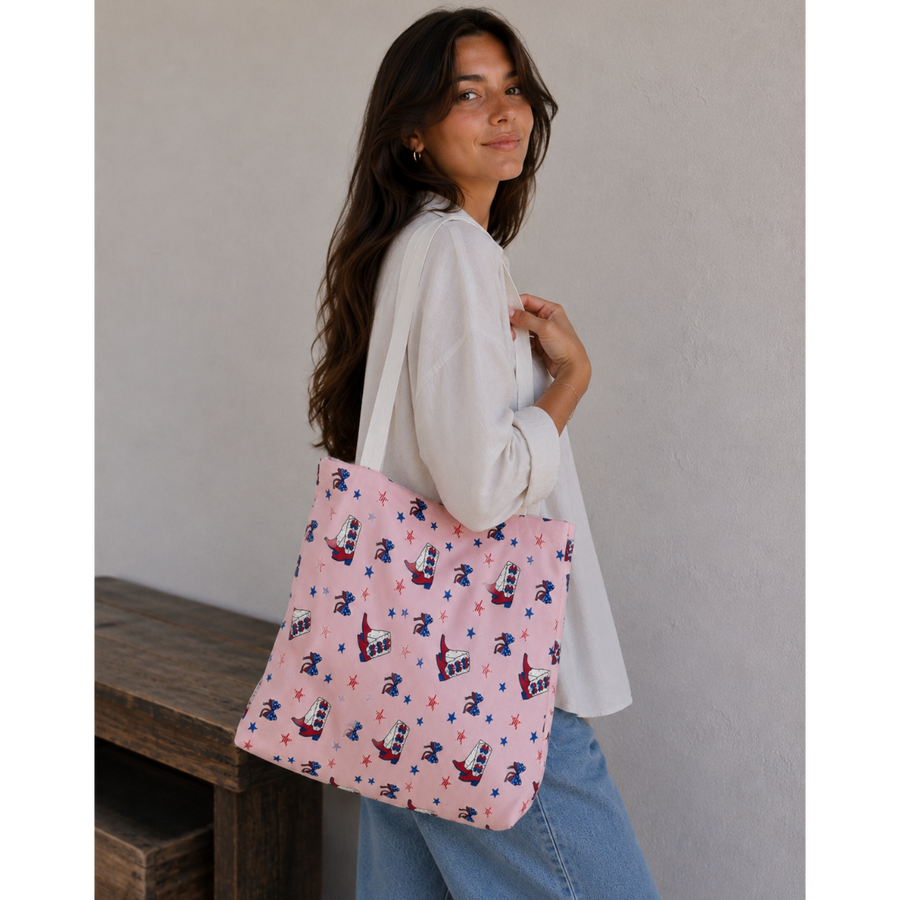Satin Lined Patriotic Tote Bag