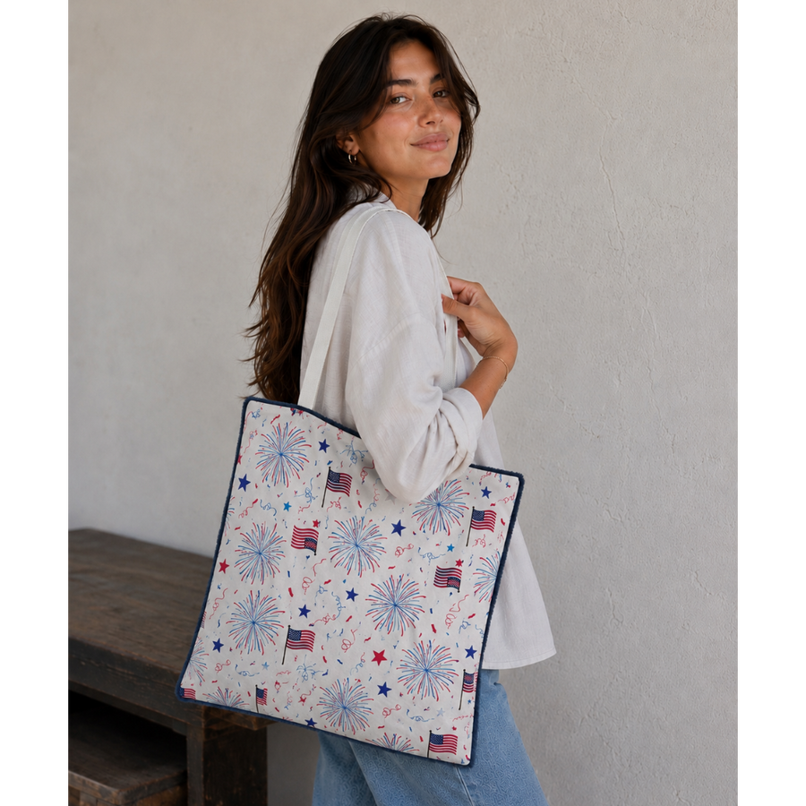 Satin Lined Patriotic Tote Bag