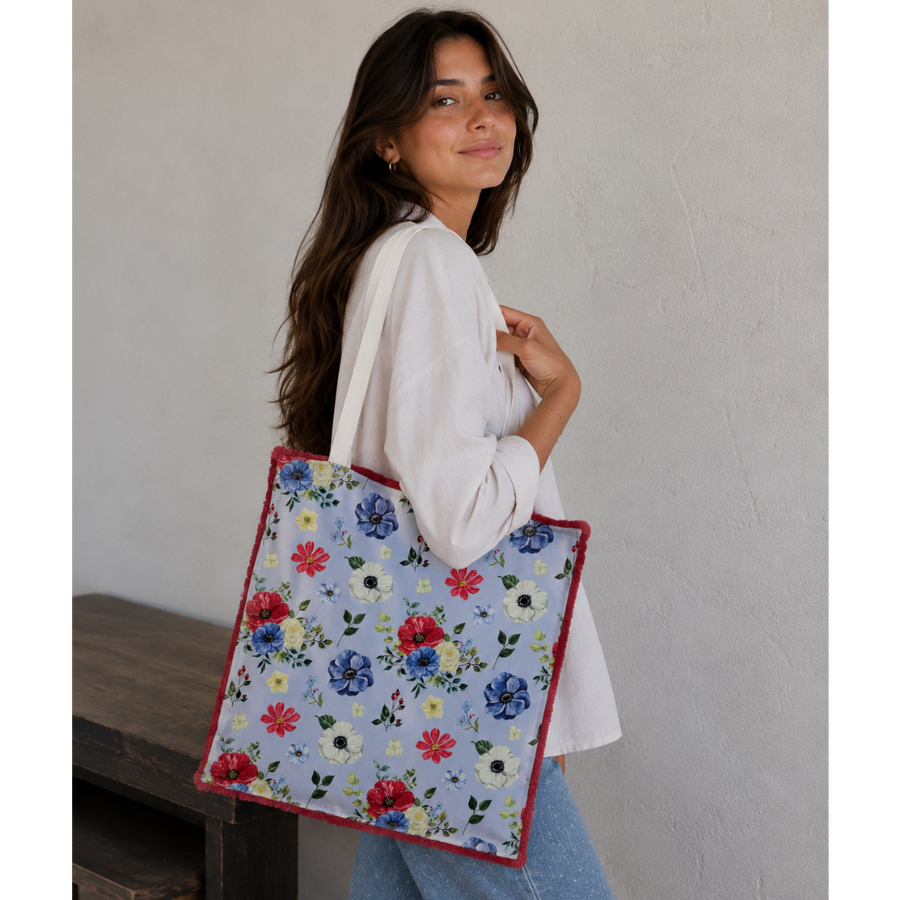 Satin Lined Patriotic Tote Bag
