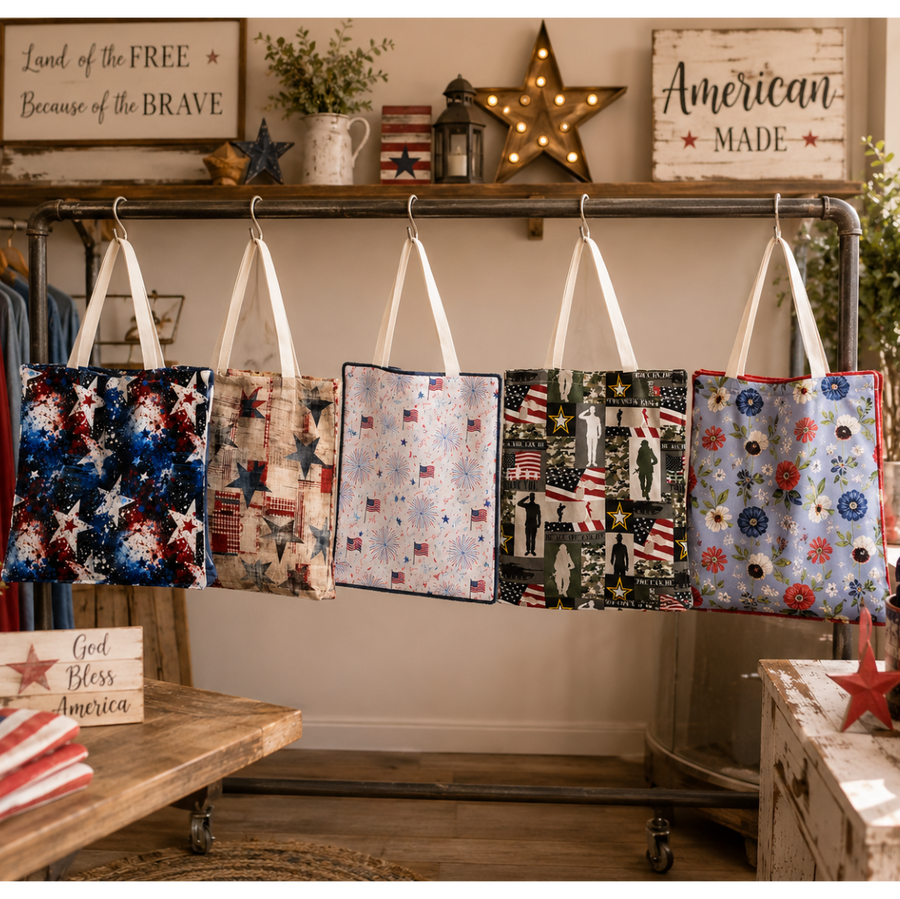 Satin Lined Patriotic Tote Bag