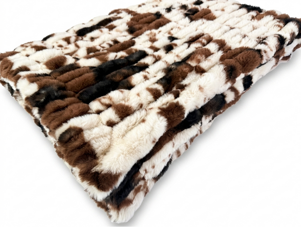 Milan Pony Ivory/Brown Minky Blanket