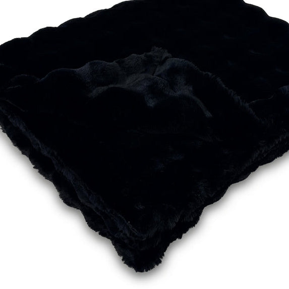 Powderpuff Black Minky Blanket